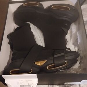 Balmain Black and Gold Ankle Boots